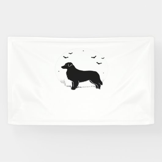 Australische herdershond – Halloween Moon Silhouet Spandoek (Horizontaal)