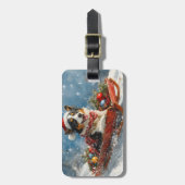 Australische herdershond in slee Kerstmis Bagagelabel (Voorkant verticaal)