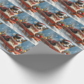 Australische herdershond in slee Kerstmis Cadeaupapier (Hoek)