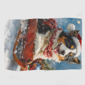 Australische herdershond in slee Kerstmis Golfhanddoek (Horizontaal)