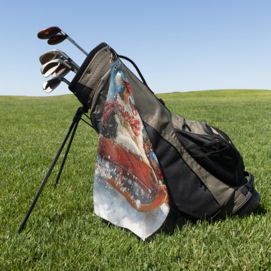 Australische herdershond in slee Kerstmis Golfhanddoek (Groen)