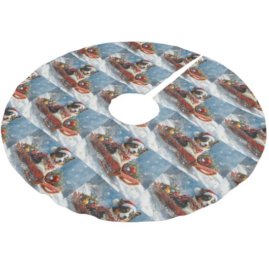 Australische herdershond in slee Kerstmis Kerstboom Rok (Gekanteld)