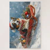 Australische herdershond in slee Kerstmis Legpuzzel (Verticaal)