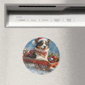 Australische herdershond in slee Kerstmis Magneet (Insitu (Vaatwasser))