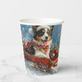 Australische herdershond in slee Kerstmis Papieren Bekers (Achterkant)