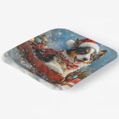 Australische herdershond in slee Kerstmis Papieren Bordje (Gebogen)