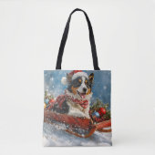 Australische herdershond in slee Kerstmis Tote Bag (Voorkant)