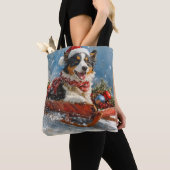 Australische herdershond in slee Kerstmis Tote Bag (Dichtbij)