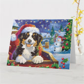 Australische herdershond in Sleigh Snow Kerstmis Kaart (Gele Bloem)