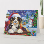 Australische herdershond in Sleigh Snow Kerstmis Kaart (Voorkant)