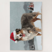 Australische herdershond in sneeuw Kerstmis Legpuzzel (Verticaal)