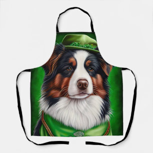 Australische herdershond in St. Patrick's Day-kost Schort