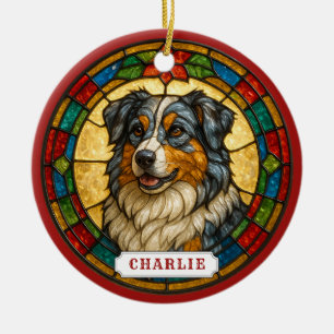 Australische Herdershond Keramische Cirkel Ornamen Keramisch Ornament