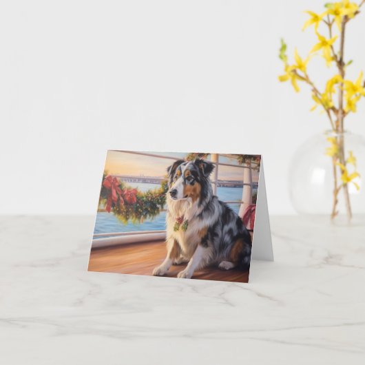 Australische Herdershond Kerst Cruise: Pawsome Kaart (Gele Bloem)