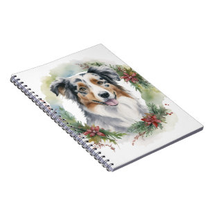 Australische Herdershond Kerst Krans Festieve Pup Notitieboek