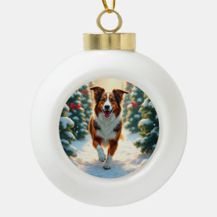 Australische Herdershond Kerstboomgaard Schilderij Keramische Bal Ornament