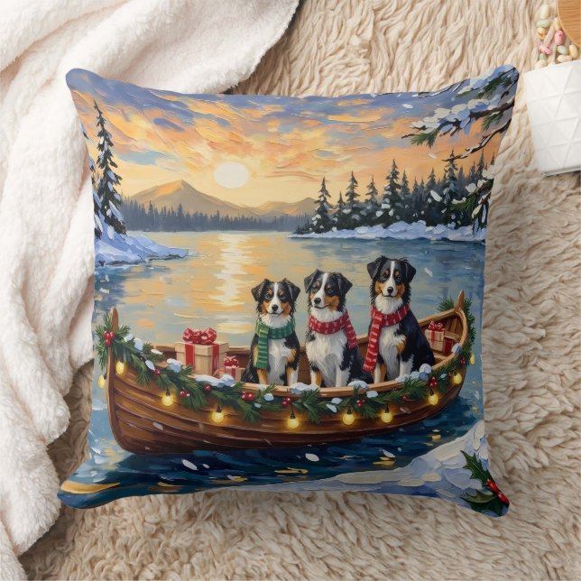 Australische Herdershond Kerstboot Vakantie Kussen (Deken)