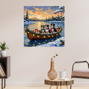 Australische Herdershond Kerstboot Vakantie Poster