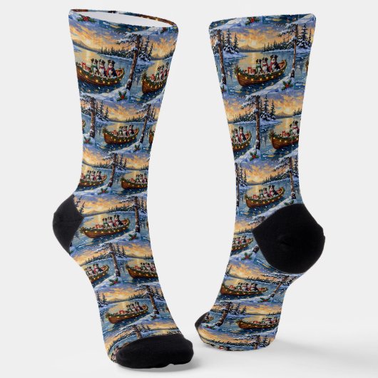 Australische Herdershond Kerstboot Vakantie Sokken (Gebogen)