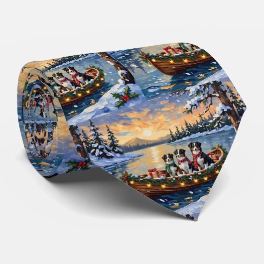 Australische Herdershond Kerstboot Vakantie Stropdas (Opgerold)