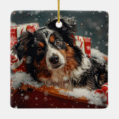 Australische Herdershond Kerstfeest Keramisch Ornament (Achterkant)