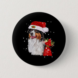 Australische Herdershond Kerstman Hoed Kerstmis Ronde Button 5,7 Cm