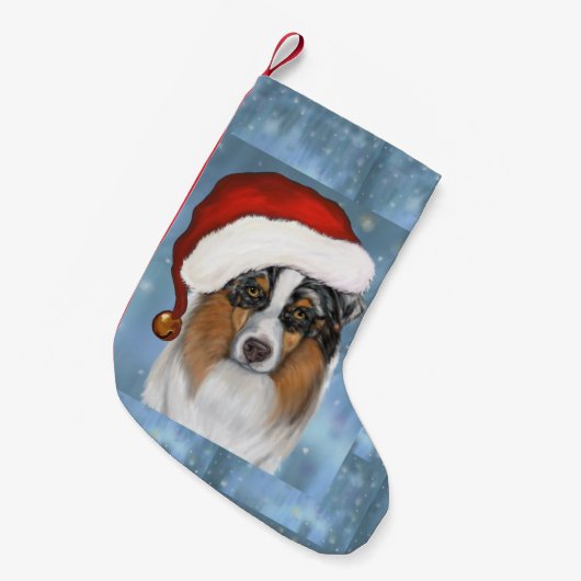 Australische Herdershond Kerstman Kleine Kerstsok (Voorkant (Hangend))