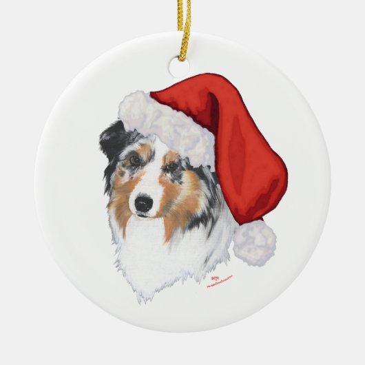 Australische Herdershond Kerstmis Keramisch Ornament (Voorkant)