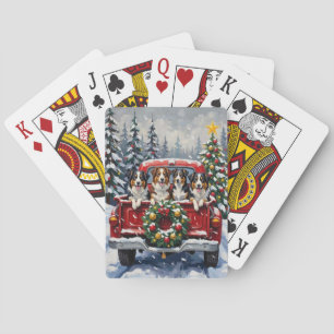 Australische Herdershond Kerstmis Rode Truck Vakan Pokerkaarten