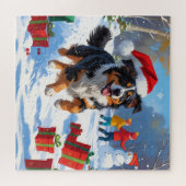 Australische Herdershond Kerstmis Sneeuwlandschap Legpuzzel (Horizontaal)