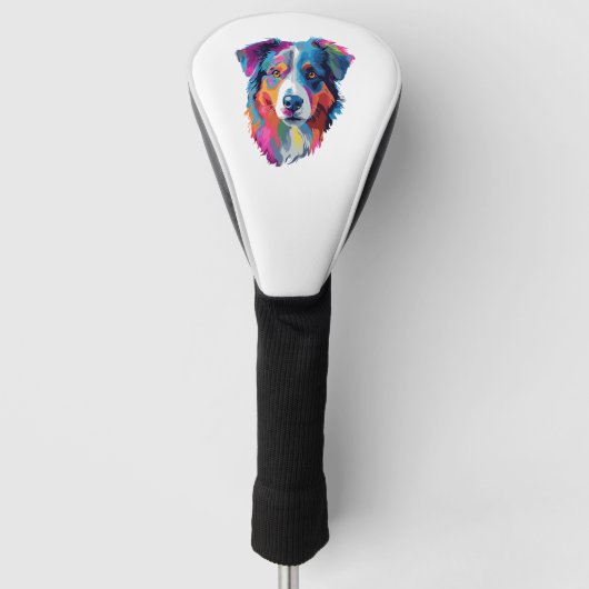 Australische herdershond Kleurrijk Golfheadcover (Voorkant)