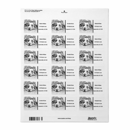 Australische herdershond kunst etiket (Full Sheet)