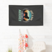 Australische Herdershond Liefhebber Retro Zonsonde Spandoek (Insitu)