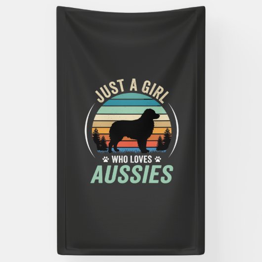 Australische Herdershond Liefhebber Retro Zonsonde Spandoek (Verticaal)