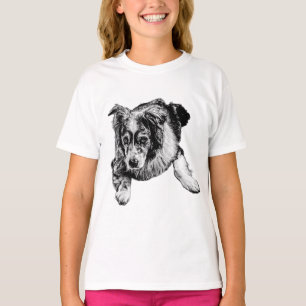 Australische Herdershond Liggende Hond Kunst T-shi T-shirt