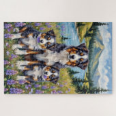 Australische Herdershond Lupine Weide Kunst Legpuzzel (Horizontaal)