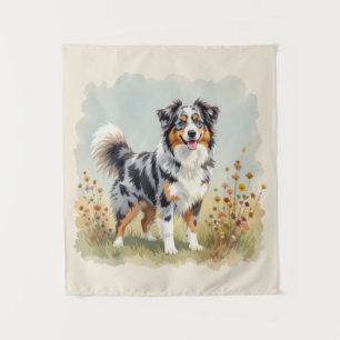 Australische Herdershond Merle Lange Staart Wandkleed
