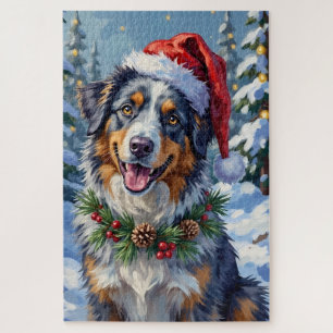 Australische Herdershond Merle Winter Kerst Kunst Legpuzzel