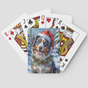 Australische Herdershond Merle Winter Kerst Kunst Pokerkaarten