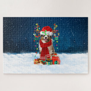Australische herdershond met kerstcadeaus legpuzzel