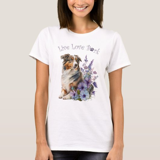 Australische Herdershond Moeder Bloem T-shirt (Voorkant)