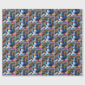 Australische herdershond onder kerstboom cadeaupapier (Vlak)