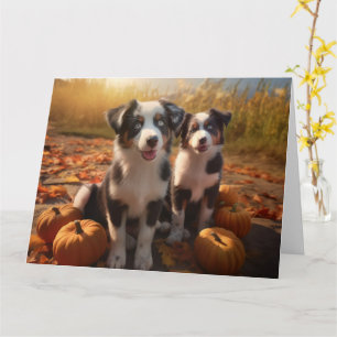 Australische Herdershond Puppy Herfst Plezier Pomp Kaart