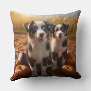 Australische Herdershond Puppy Herfst Plezier Pomp Kussen