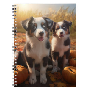 Australische Herdershond Puppy Herfst Plezier Pomp Notitieboek