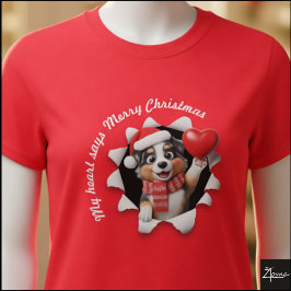 Australische Herdershond Puppy Kerstmis Hart Sjaal T-shirt