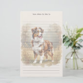 Australische Herdershond Rode Merle Aussie Briefpapier (Staand voorkant)