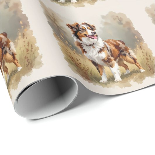 Australische Herdershond Rode Merle Aussie Cadeaupapier (Rol Hoek)