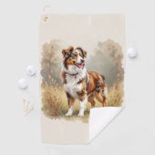 Australische Herdershond Rode Merle Aussie Golfhanddoek (Insitu)