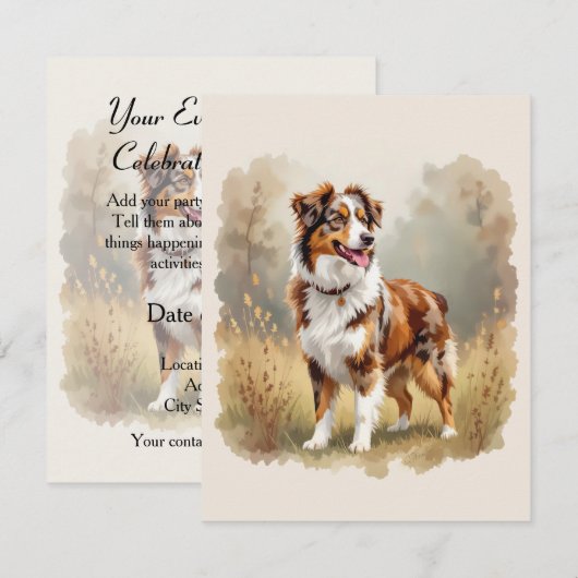 Australische Herdershond Rode Merle Aussie Kaart (Voorkant / Achterkant)